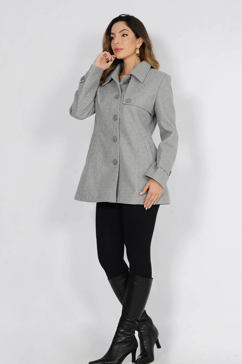 Casaco de Lã Batida Feminino - Cinza - Queens Paris