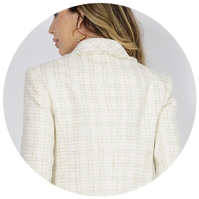 Blazer de Tweed Feminino - Preto - Queens Paris