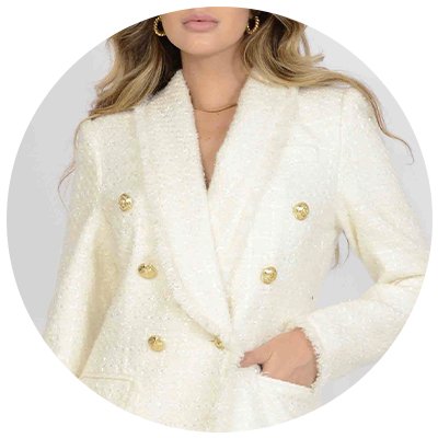 ジャケット・アウター CARLA Tweed Jacket (White) size1 CARLA Tweed jacket / White